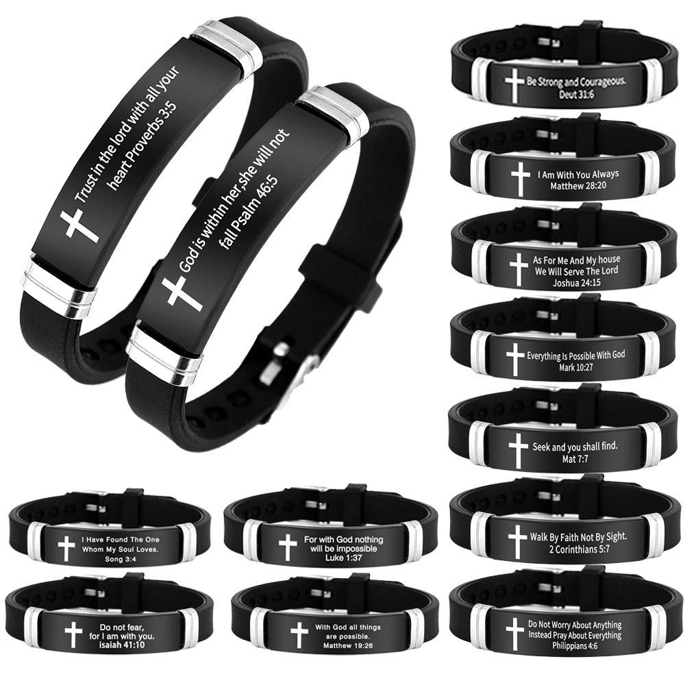 ID Wristband Family Friendship Bracelet Cross Design Christian Bracelet  Religious Gifts