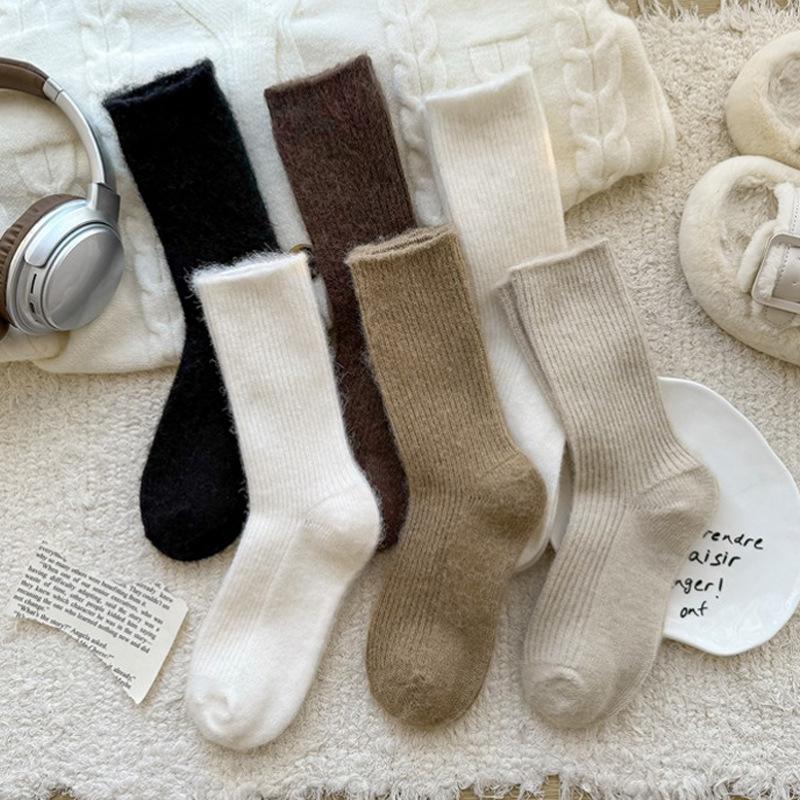 Zhuji Women's Soft Wool Fleece-Lined Socks - Thick, Warm Sleep Socks for Autumn and Winter