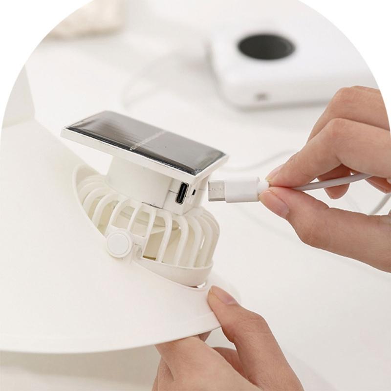 Solar Powered Cooling Fan Hat For Women Teens Wide Brims Sun Protective Hat With Adjustable Speed for Outdoor Activity