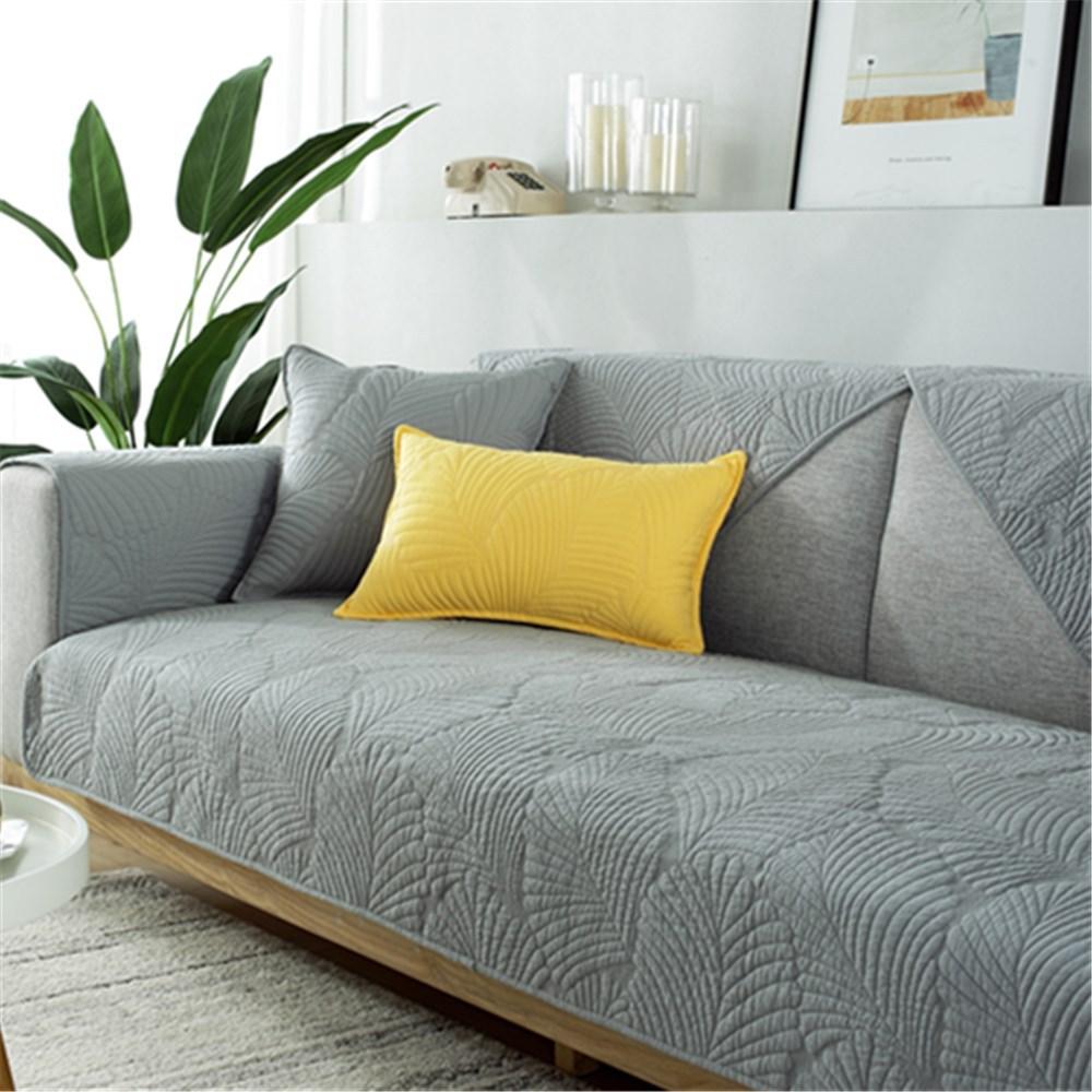 Four Seasons Universal Sofa Cushion Pure Cotton Fabric Cushion Cotton Nordic Simple Modern Non-Slip Solid Wood Sofa Cover Slipcover
