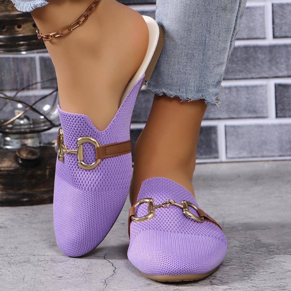 

Модные и трендовые новые однотонные круглые цепочки для головы плюс один фут повседневные женские шлепанцы на плоской подошве 44 фиолетовый