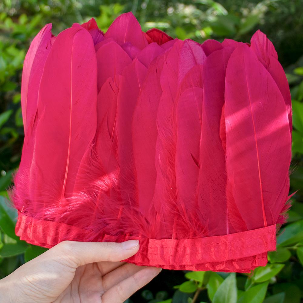 2 Meter Natural Dyed Goose Feather Trim Fringe Ribbon for Wedding Decor Costume Accessories DIY Crafts Gift Wrapping Supplies