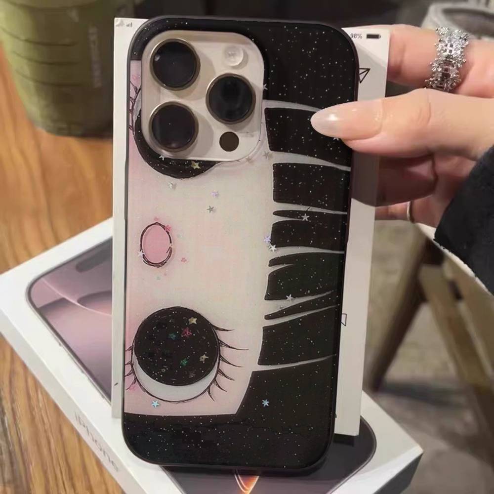 BIG EYES COMIC GIRL Phone Case For IPhone 17 16 15 14 13 12 11 Pro Max Plus Corrugated Bumper Back Cover Shell