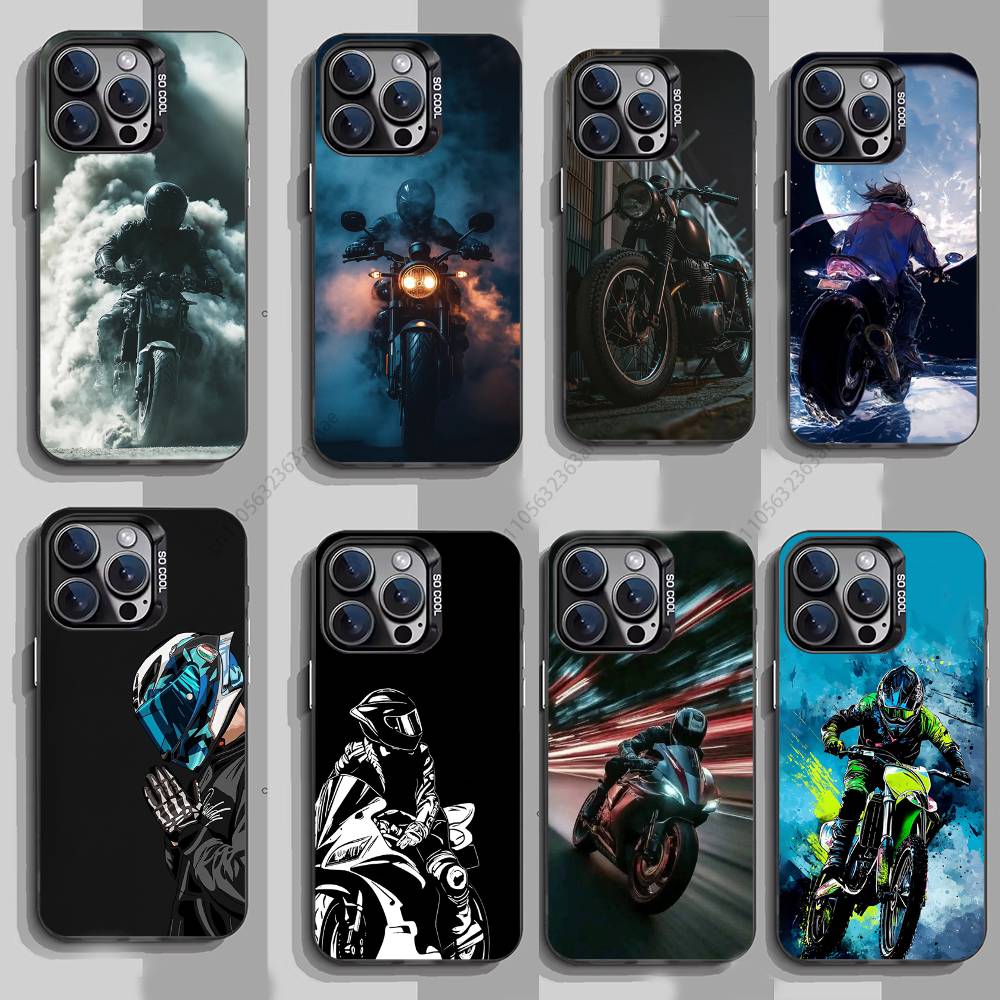 Motorcycle Rider Phone Case for iPhone 15 16 Pro Max Air SE 11 13 Pro 14 Plus 12 11Pro 15Pro Max 16e Cover