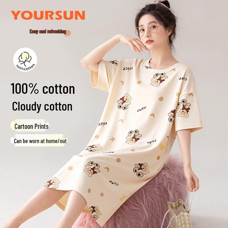 Yiershuang Women s 100% Cotton Summer Nightgown XL