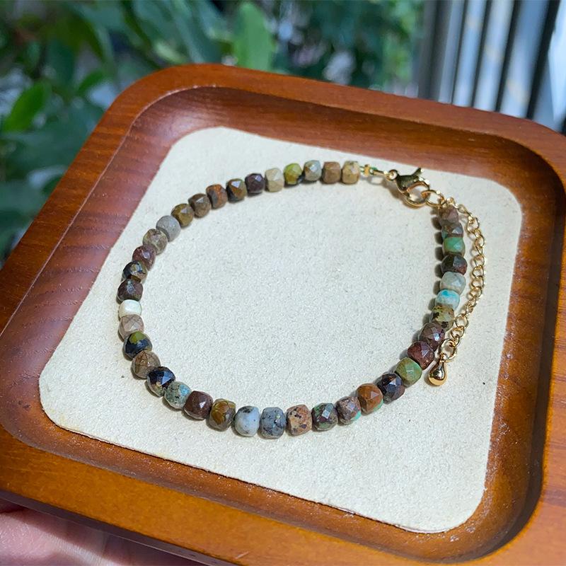 Браслет из натурального бирюзы, Браслет из кристалла Венвань, кубик Рубика в форме веера.