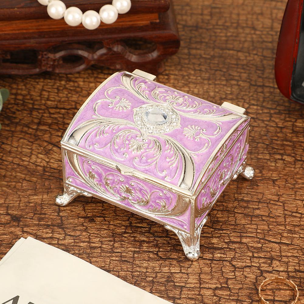 New rectangular jewelry box retro creative diamond-encrusted light luxury jewelry box home niche exquisite design storage box
