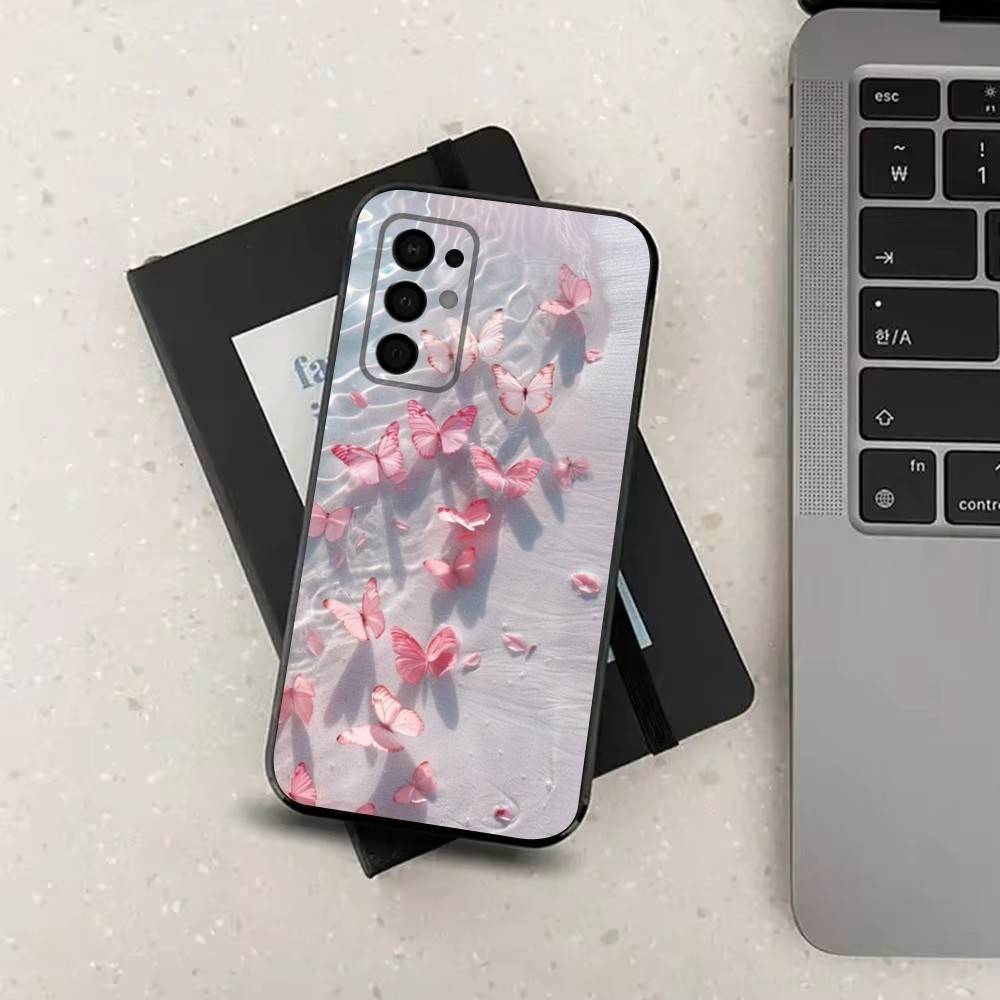 Pink Butterfly Pattern For Samsung Galaxy A73,31,Note,22,71,53,32,72,41,8,9,52,J7,Soft Black Silicone Cover Case