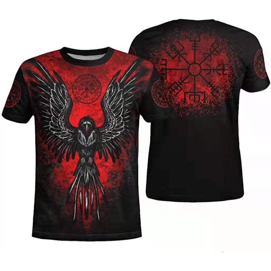 Футболка с 3D-цифровой печатью Vintage Warrior Fun Pattern с коротким рукавом Футболки мужские M