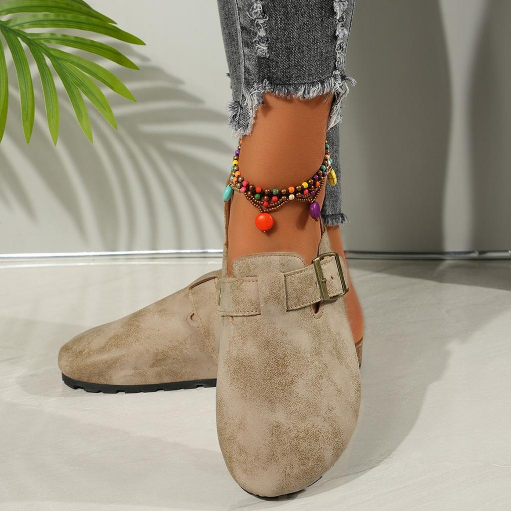 Baotou Slippers Women's Cork Drag Large Size Roman Shoes Casual Half Drag Lazy Shoes Tide