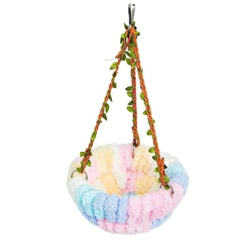 Amaca-Casetta Sospesa per Uccelli con Morbido Design in Peluche Nido Multifunzionale per Pappagalli per Riposo Gioco Attività in Gabbia Confortevole
