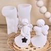 2Pcs Diy Handmade Angel Plaster Resin Moulds With Heart Star Designs 3D Angel Silicone Moulds Decorative Sculptures Craft