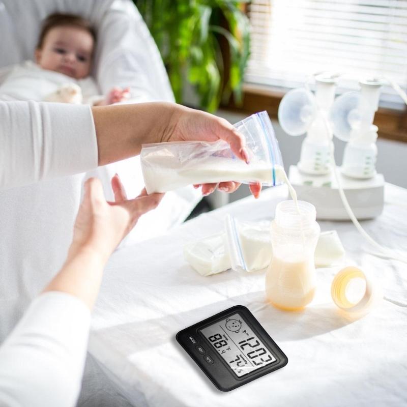 Digital Hygrometer Guage with Temperature and Humidity and Colck with Large Screen and Smile Feedback for Home Use