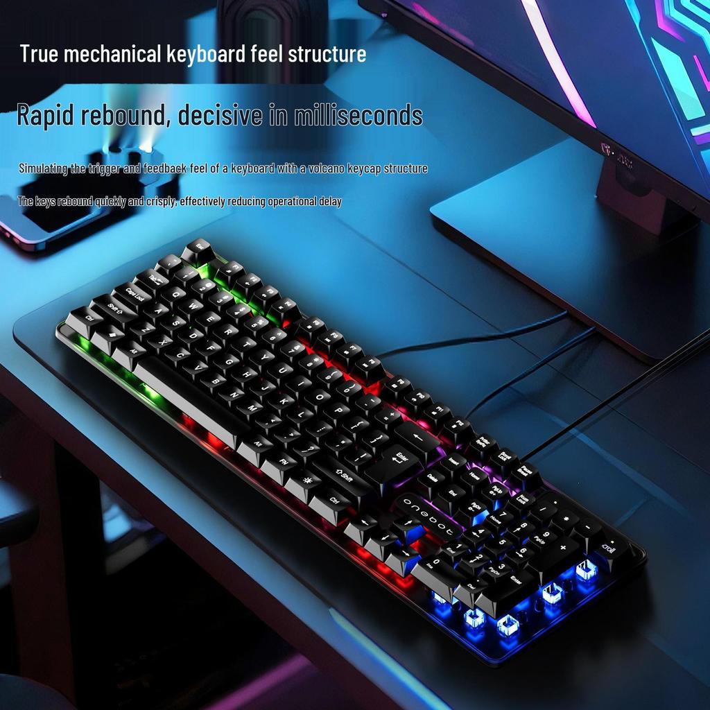 Seven-Color Luminous G100 Wired USB Gaming Keyboard