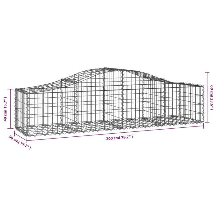 VidaXL 5x Paniers à Gabions Arqués Cages à Gabions Arquées Murs de Gabion Barrières de Jardin Terrasse Extérieur 3145580