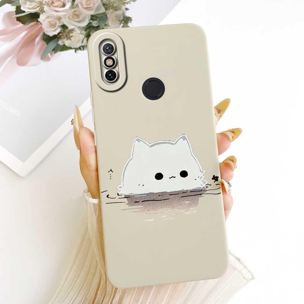 For Xiaomi Mi A2 Case Cute Cartoon Cat Flower Silicone Back Cover For Xiaomi Mi a2 MI 6X M1804D2SG M1804D2SI Phone Shell Bumper