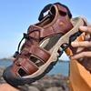 Men's Sandals Fashionable New Summer Outdoor Non-Slip Soft Bottom Authentic Leather Toe Box Casual Youth Beach Shoes
