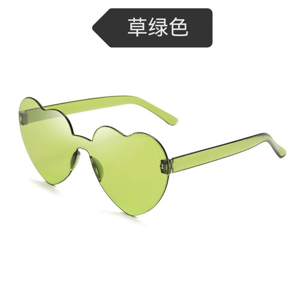 Peach Heart Sunglasses Love Glasses Trend Frameless One-Piece Marine Film Dazzling Color Sunglasses