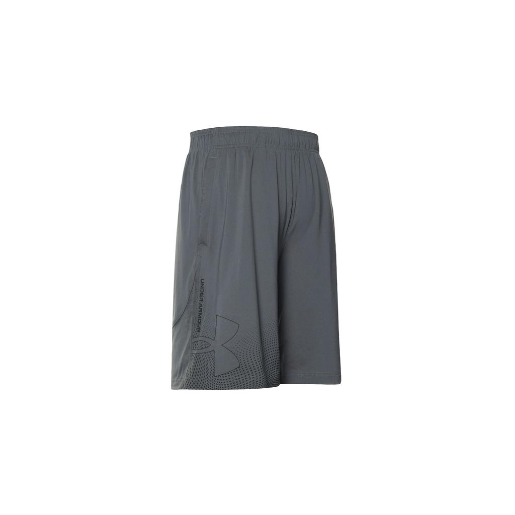 Under Armour Solid Color Straight Leg Shorts With Logo Print Men shorts Gray 1370376-012