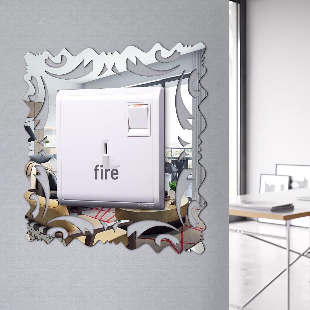 Square Cross Lace Acrylic Wall Sticker for Switch - Decorative, Self-Adhesive Mirror Design for Living Room & Bedroom