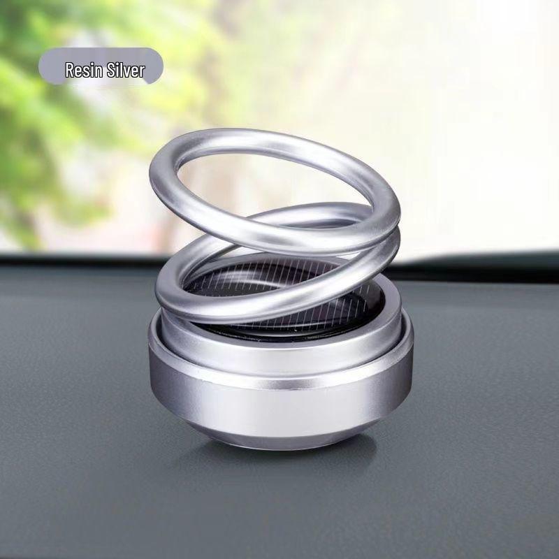 Solar Rotating Car Perfume with Double Ring Suspension - Long-lasting Aromatherapy for High-end Car Interior Decor