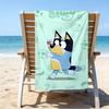 Itin minkštas paplūdimio rankšluostis su Bluey tema, idealus baseinui - stovyklavimui, nardymui - puikus kelionės daiktas, ryškus paplūdimio rankšluostis.