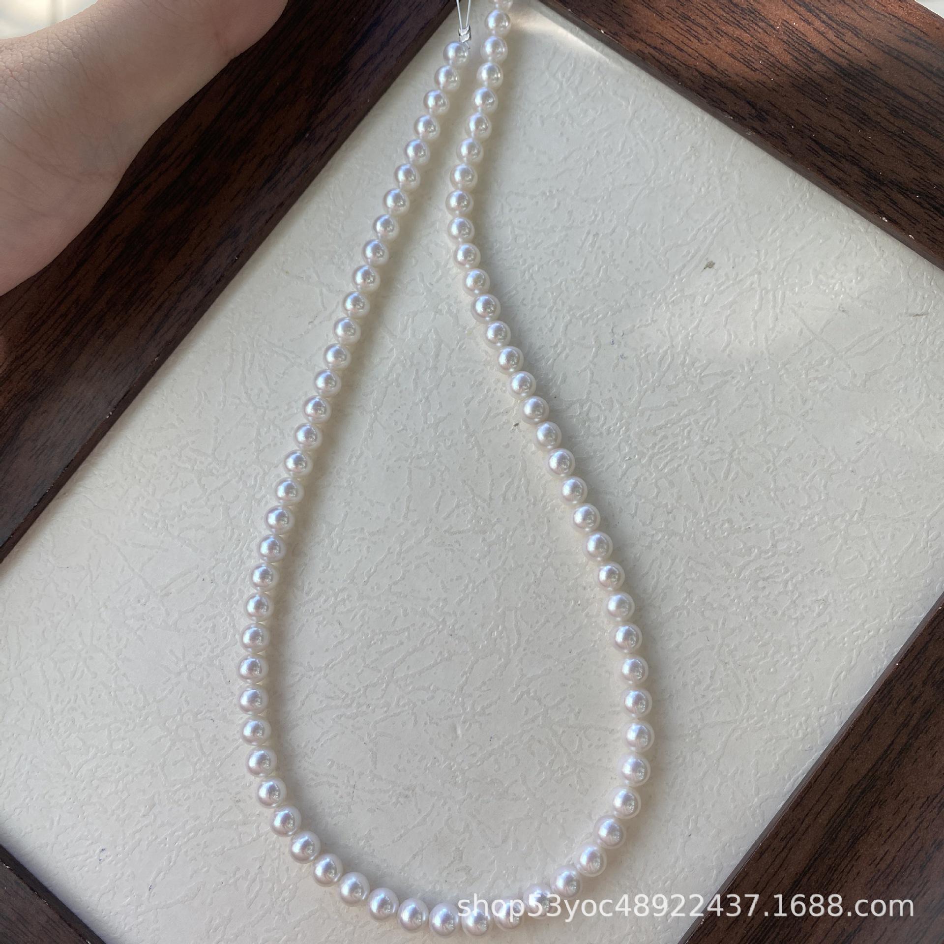 5-6mm High-Luster Near-Round Freshwater Pearl Necklace with Almost Flawless Finish 5-6mm белый