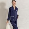 1011 ice silk pajamas women's cardigan premium casual long-sleeved trousers imitation silk new solid color