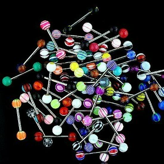 Ensemble de bijoux pour piercing de nombril et de langue en acier inoxydable et acrylique
