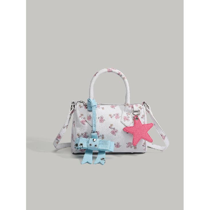 2025 New Niche Small Floral Handbag Boston Bag Cute Star Bow Accessories Women's Handbag