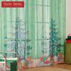 1PC Nuan Series Christmas Style Sheer Curtain Colorful Christmas Tree Print Tulle Curtain for Kitchen Bedroom and Living Room Home Decor