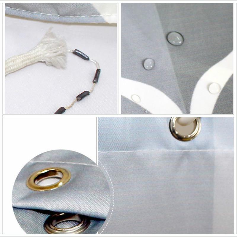 Simple Gray Shower Curtain Waterproof Bathroom Curtain with Hook Home Bathroom Decoration