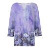 Women's T Shirt Tee Print Button 3/4 Sleeve Knit Sweater Daily Weekend Fashion Basic V- Neck Regular Top