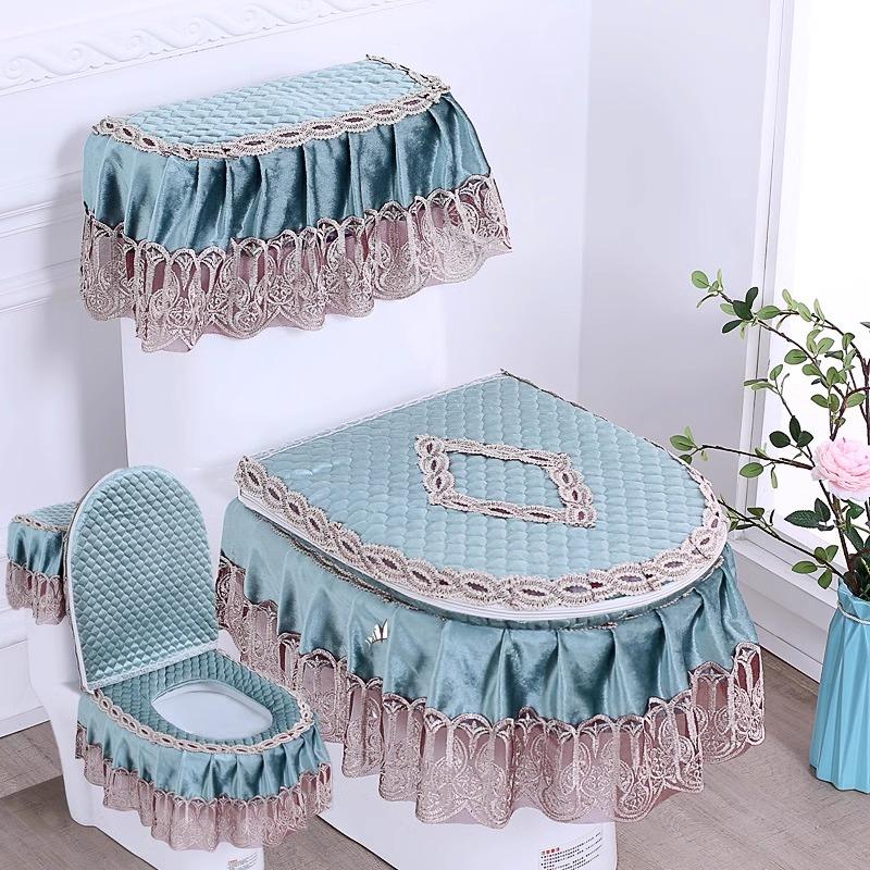 

3 шт./компл. съемный чехол для унитаза с кружевной вышивкой, ткань пылезащитная мягкая подушка для сиденья унитаза, украшение для дома, чехол для унитаза 3pcs