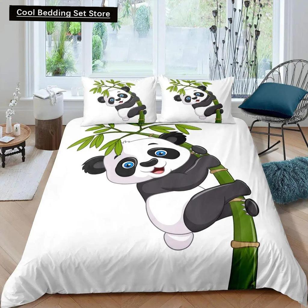 Panda King Full Bedidng Set Kids Romantic Bedding Set Cartoon Animal Duvet Cover Bicycle Balloon Dragonfly Polyester Quilt Cover