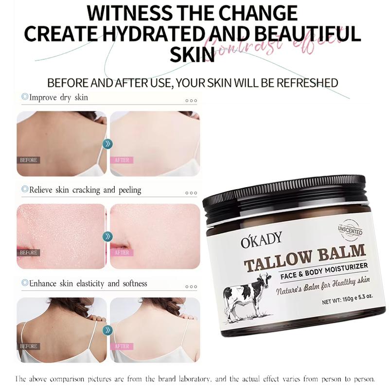 Okady Soft Texture Natural Vegan Tallow Skincare 150G Beef Tallow Moisturizer Body & Face Tallow Cream
