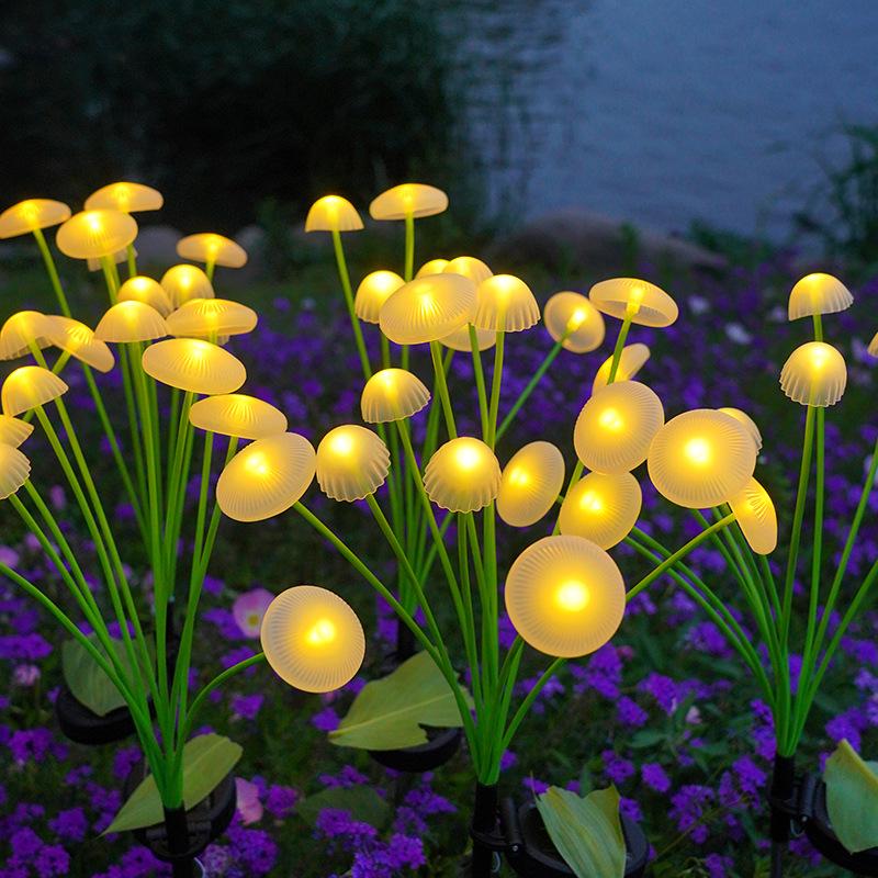 LED Solar Jellyfish Silicone Mushroom Garden Light - Outdoor Decorative Lawn Atmosphere Lamp