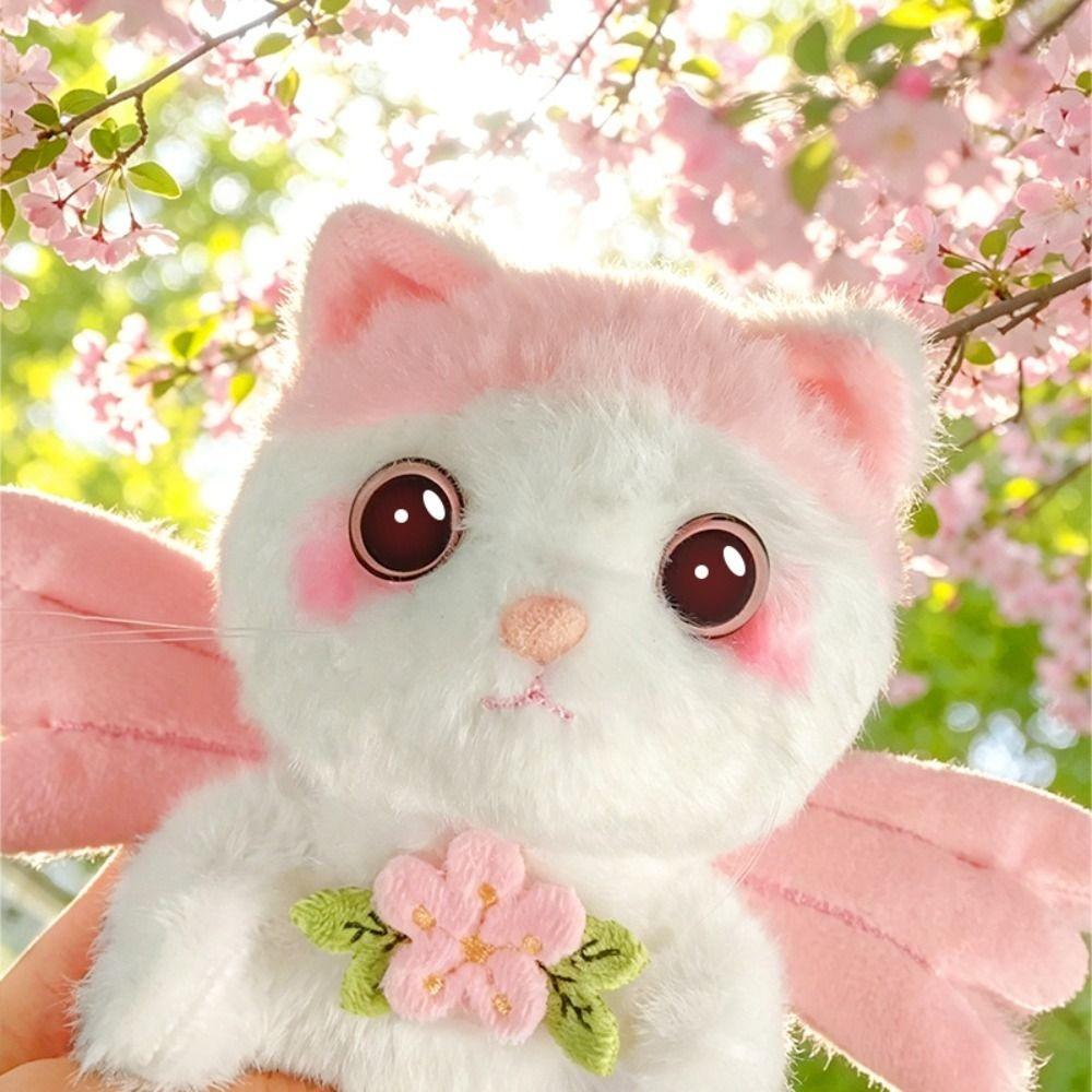Metal Clip Cat Bag Charm Kitten Pendant Plush Animal Keyring Backpack Accessories