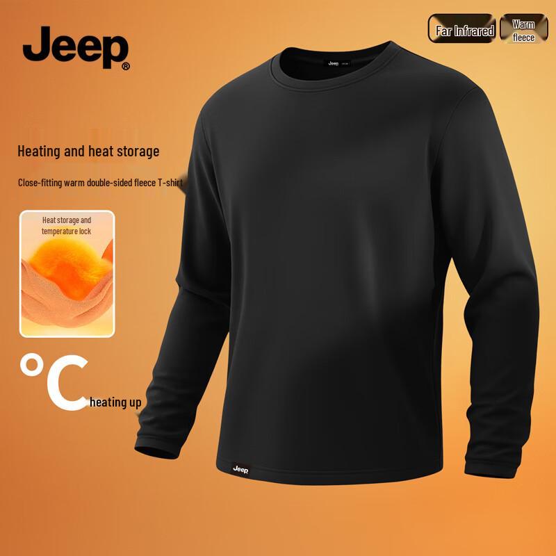 JEEP Men s Antibacterial Double-Brushed Thermal Long-Sleeve T-Shirt 5XL