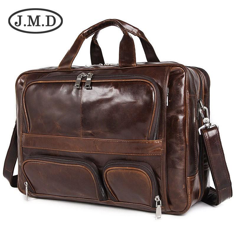Jiameida Retro Genuine Leather Men's Business Briefcase - Large Capacity Handbag and Laptop Bag