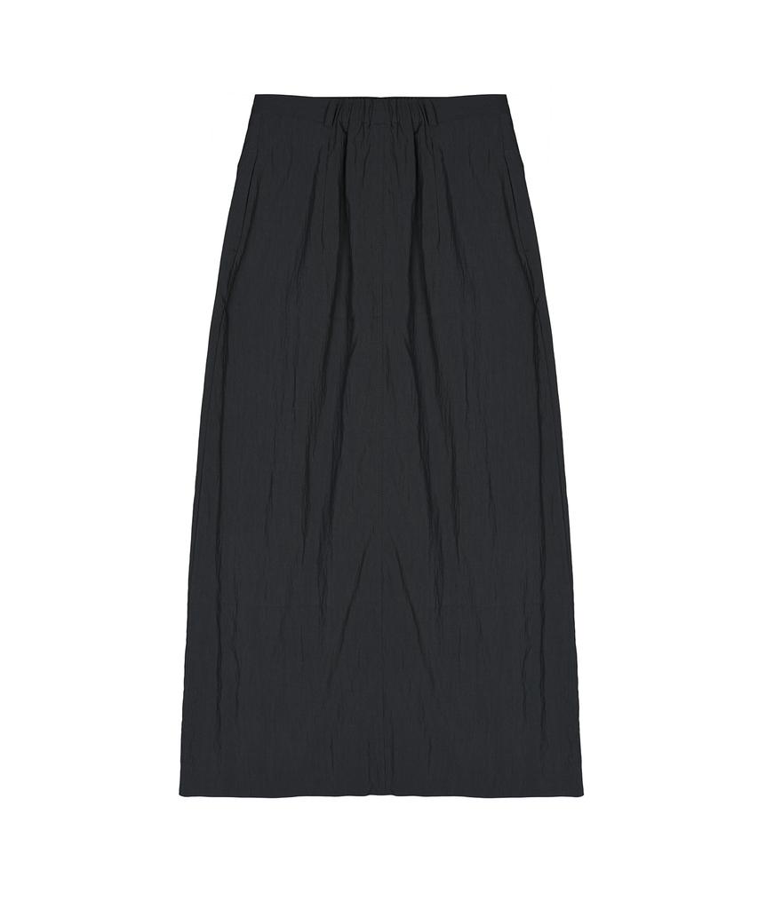 Nigaennikol Seersucker Slit Long Skirt_Navy