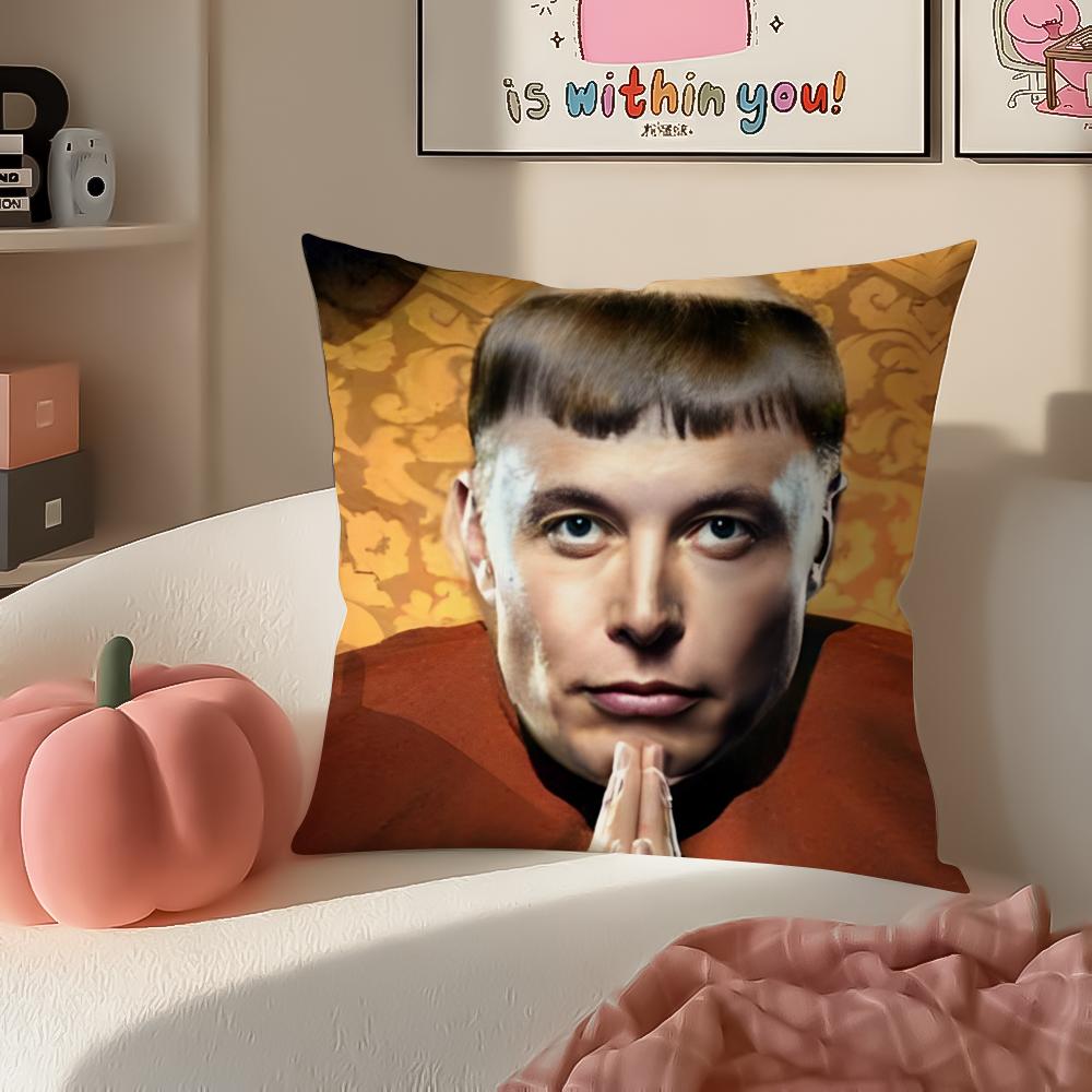 EElon MMusk meme Cushion Cover Pillowcase Short Plush Invisible zipper Room Sofa Cushion Cover