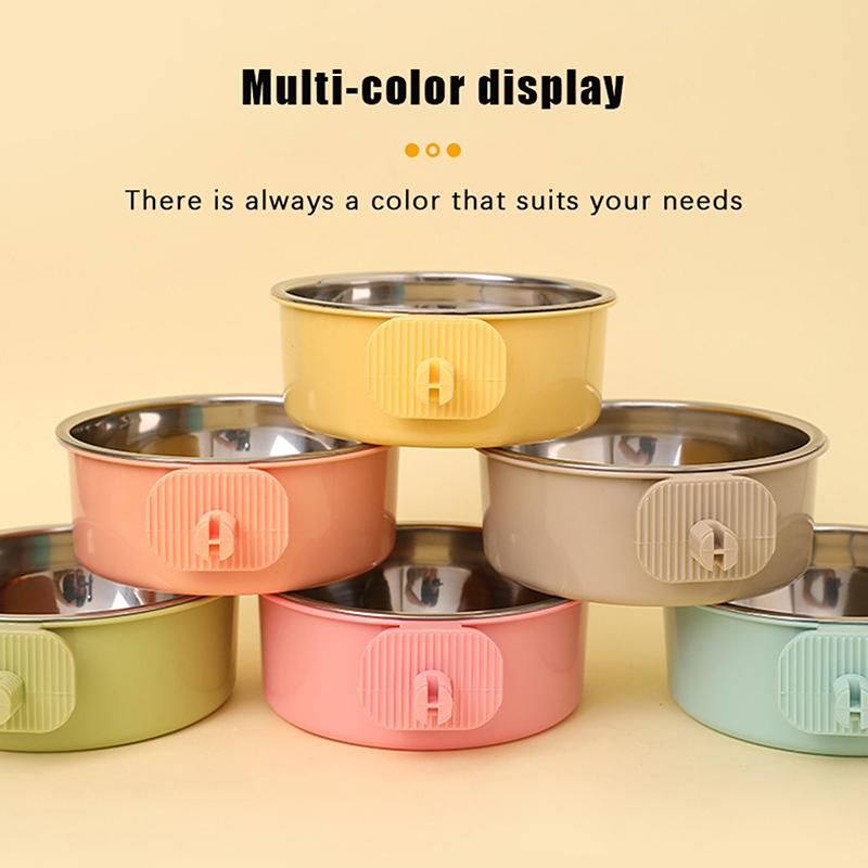 Anti-Tipping Fixed Hanging Dog Bowl Dog Cage Stainless Steel Drinking Bowl Pet Bowl Pet Supplies