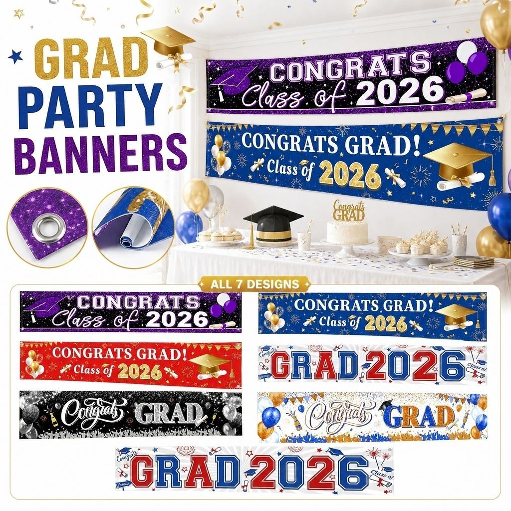 Stendardo di Laurea Decorazione per Giardino Esterno Congratulazioni Classe del 2026 Stendardo 300x50cm Sfondo Appeso Resistente per Festa di Laurea