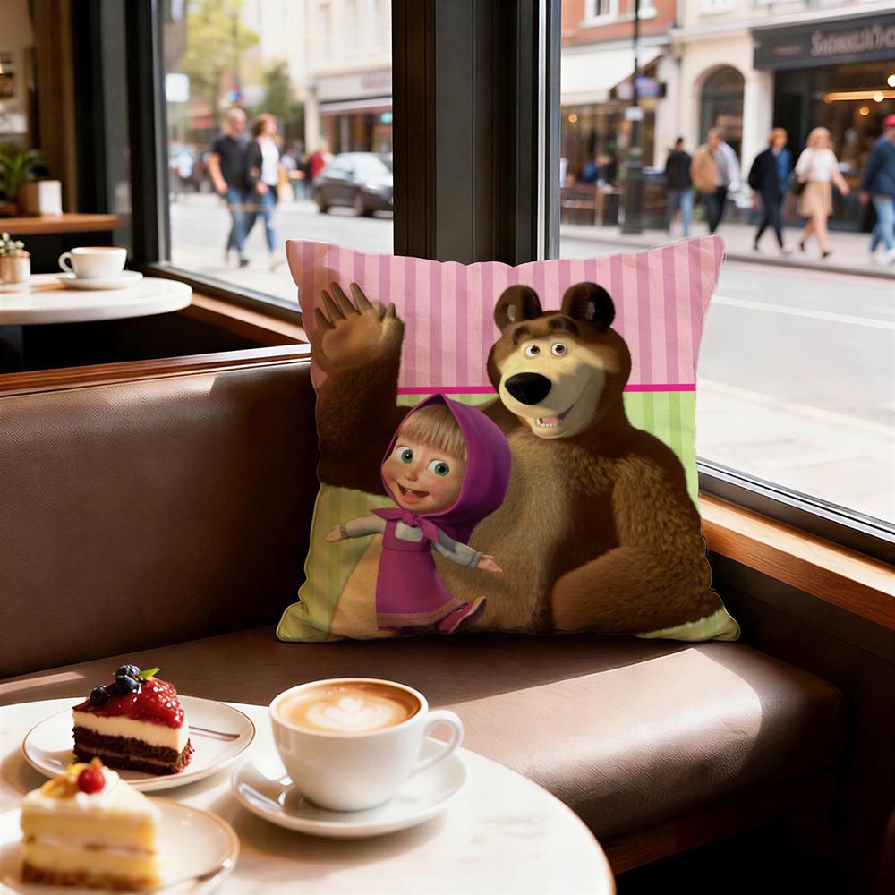 Cartoon Masha And Bear Cushion Cover Decorative Cushions Covers Cover Sofa x Pillow  Piece x x Pillowcase