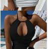 Thai Lace-Up Halter Backless Pleated Bodycon Dress for Women