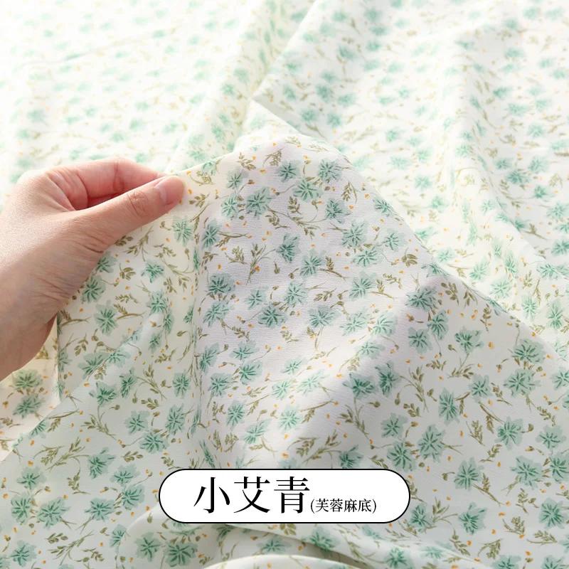 0.5m/1m/2m Korean Floral Printed Chiffon Fabric For Summer Women's Dresses, Children's Clothing, Handmade DIY Fabric TJ7500