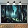A Polyester Photography Background Depicting a Firefly Forest Suitable for Birthday Banner and Cake Table Photography