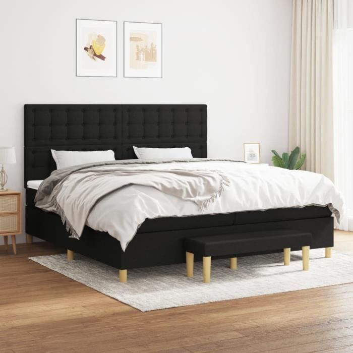 3137503 vidaXL Divan Bed with Mattress Black 200x200 Cm Fabric