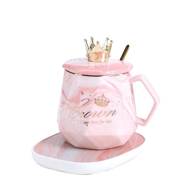 55-Degree Marble Pattern Warm Cup Creative Thermostatic Cup, Gift Accompaniment Gift For Customers, Heating Water Cup Gift Box Set